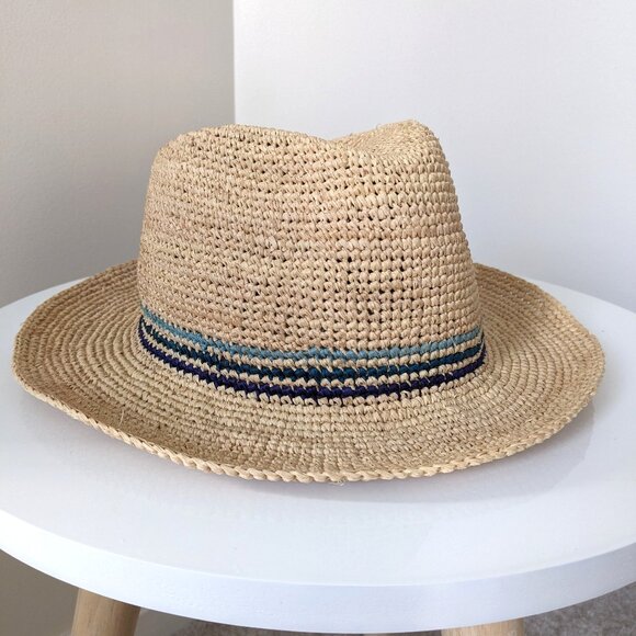Crocheted natural raffia fedora hat made in Madagascar main image 5